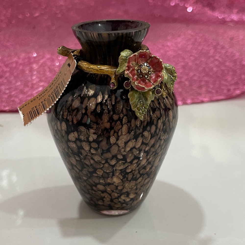 Jay strongwater flower mini vase with tags new